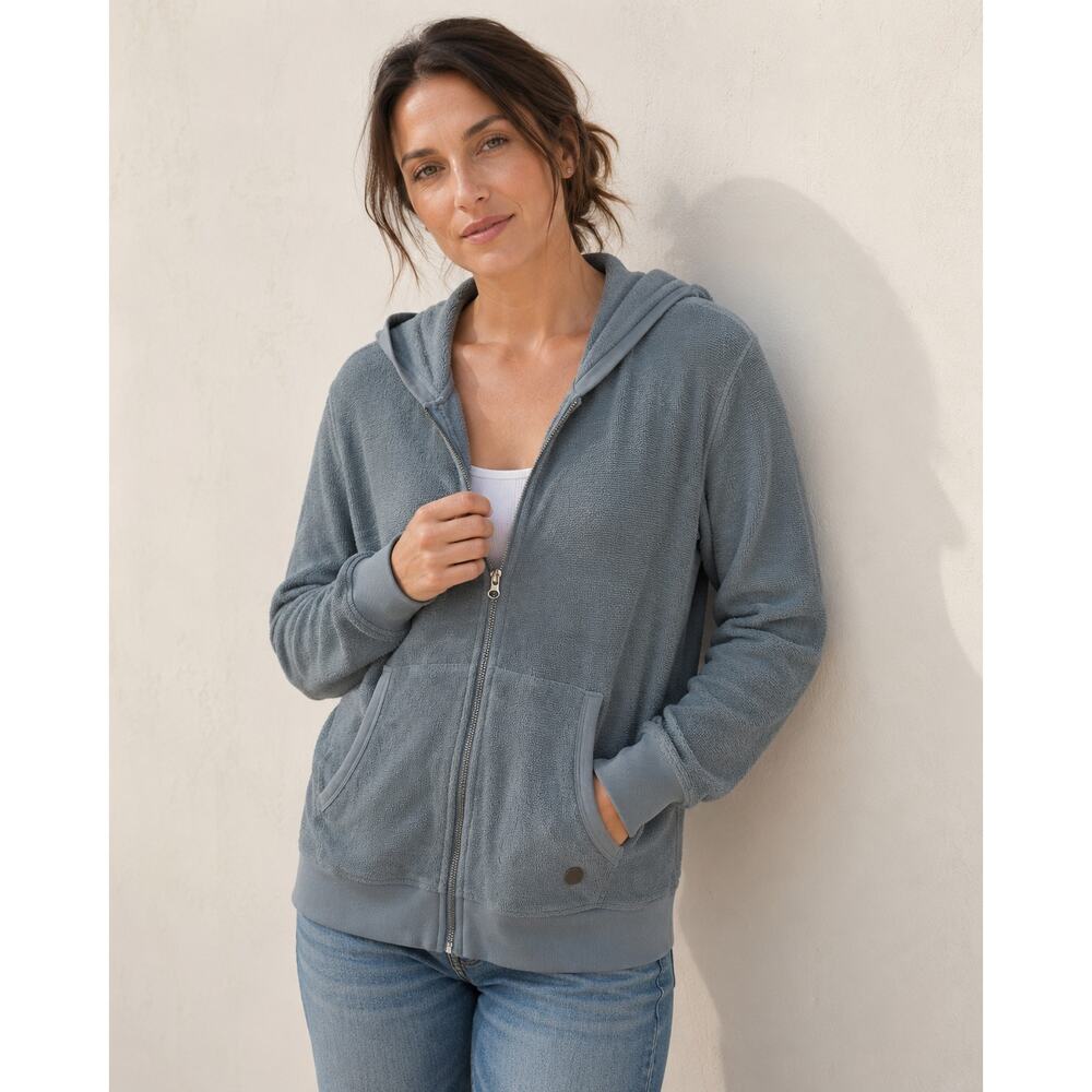 Outerknown Hightide Hoodie Large Gray Terry Full Zip Organic Cotton Sweatshirt